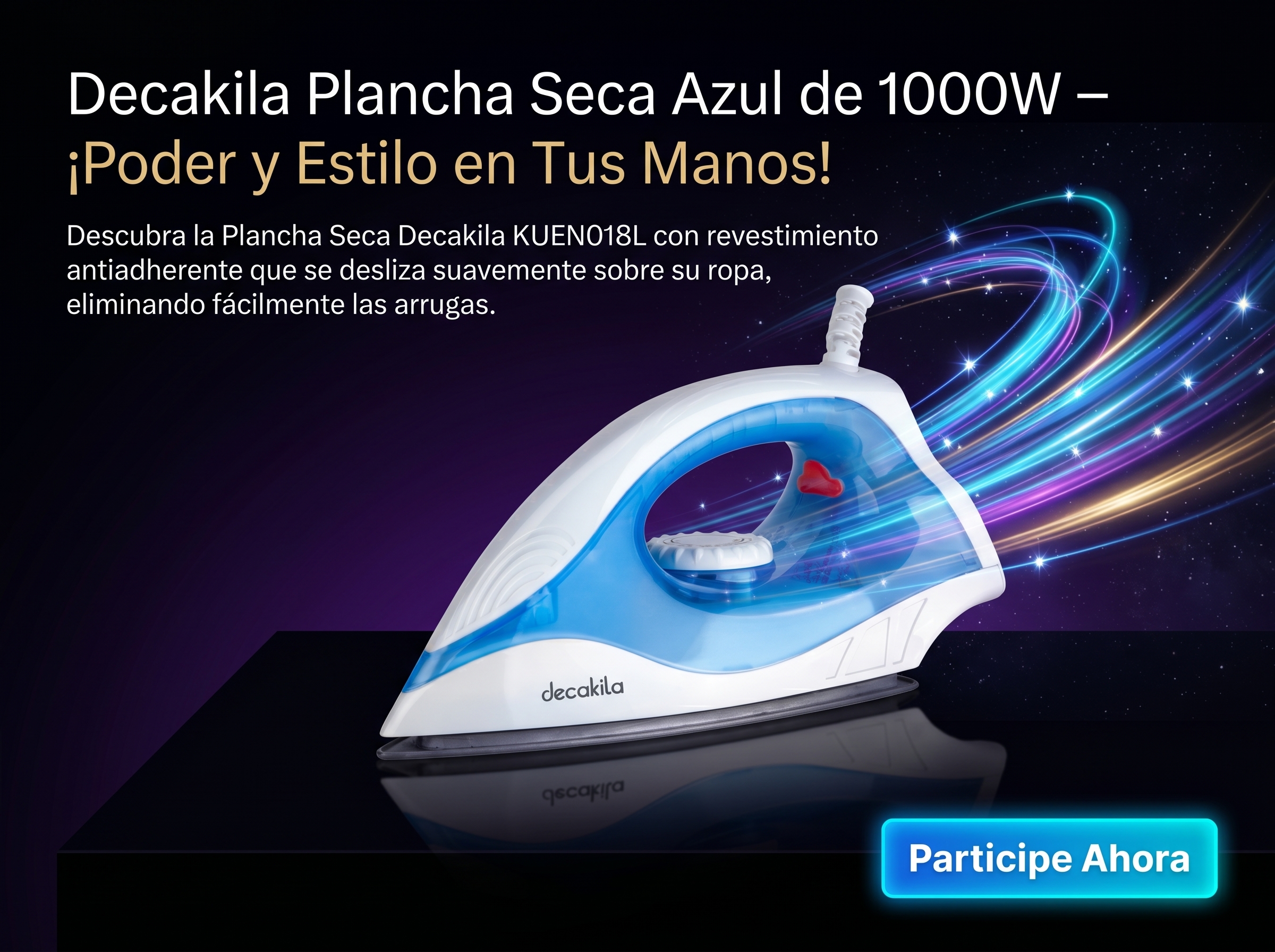 Plancha Seca Decakila 1000W Azul – ¡Potencia y Estilo en tus manos!