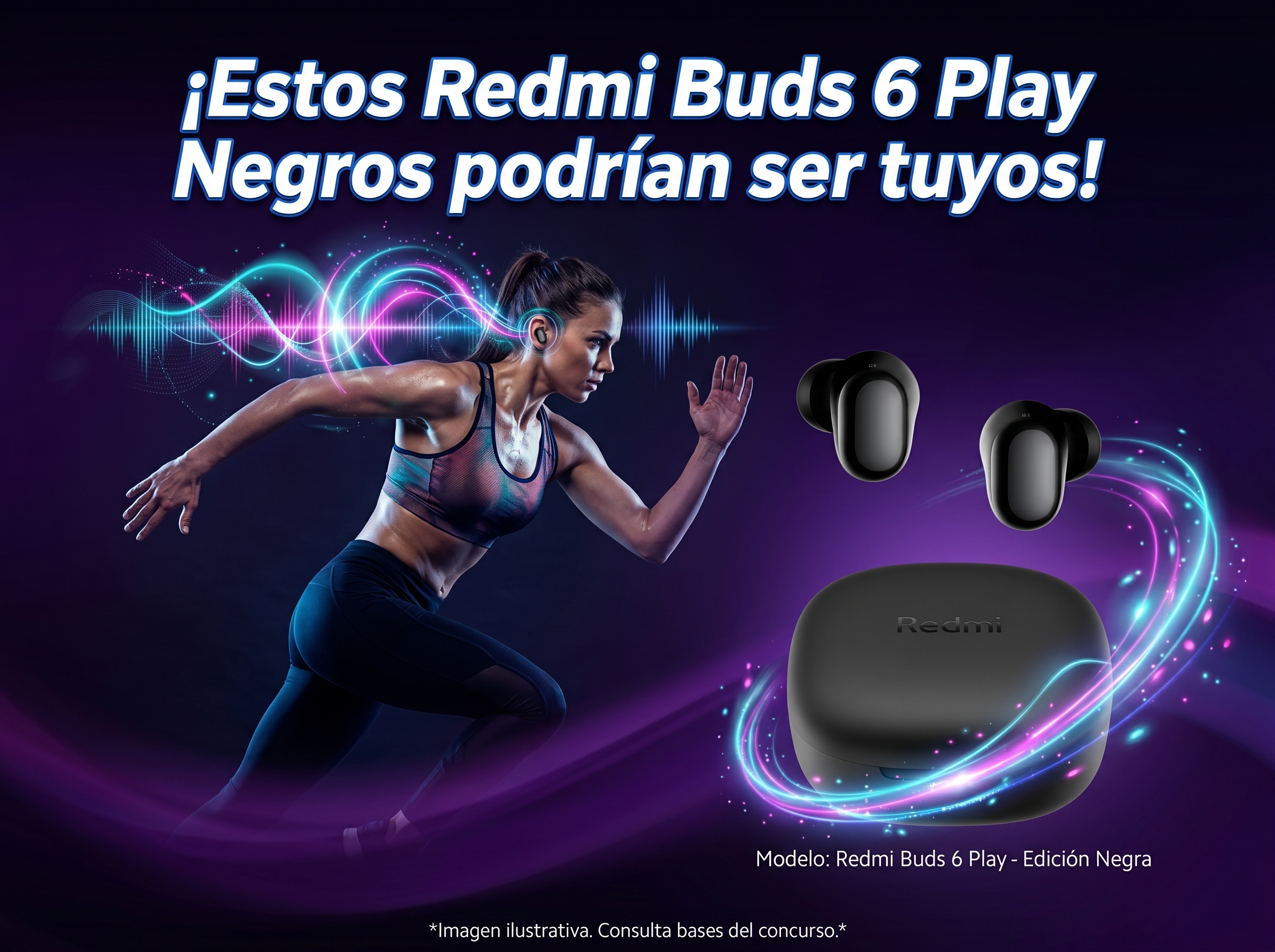 ¡Estos Black Redmi Buds 6 Play podrian ser tuyos!